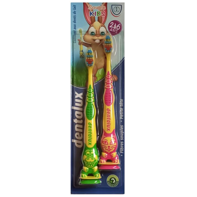 dentalux 2 brosses à dents enfants 2-6 ans