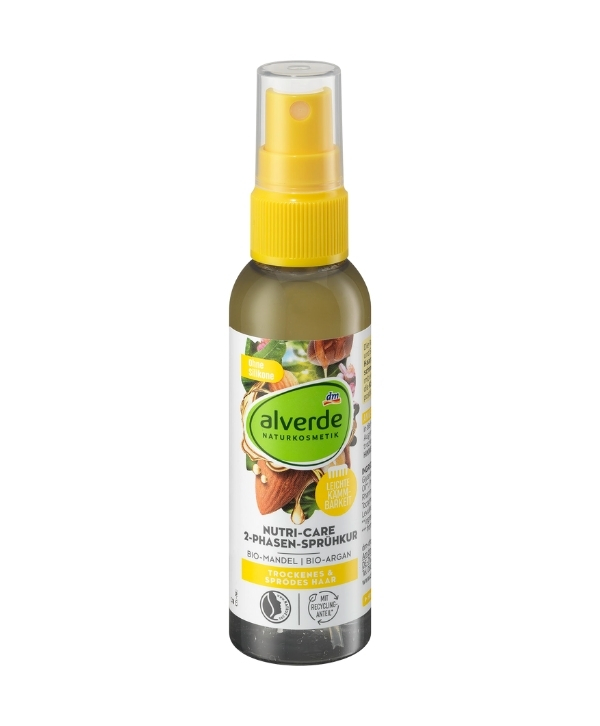 alverde COSMÉTIQUE NATURELLE Nutri-Care Traitement par pulvérisation 2 phases Amande biologique, Argan biologique, 75 ml