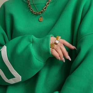 Sweat oversize femme vert de style américain