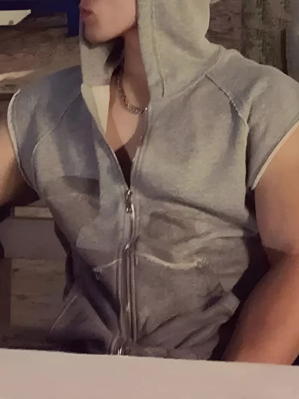 Sweat sans manche homme avec capuche et fermeture éclair – Image 3