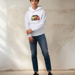 Sweat à capuche décontracté avec imprimé voiture rétro