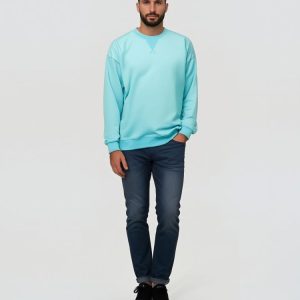 Sweat oversize homme bleu ciel à col rond