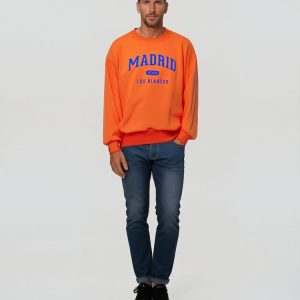 Sweat oversize homme marron avec imprimé Madrid