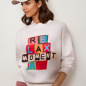 Sweat sans capuche blanc moderne et ajusté