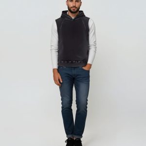 Sweat sans manche homme délavé en coton