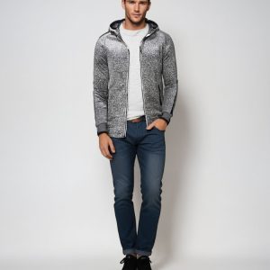 Sweat zippé avec capuche et détails contrastés