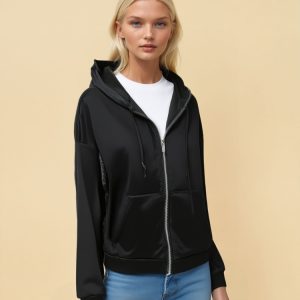Sweat zippé noir classique et moderne
