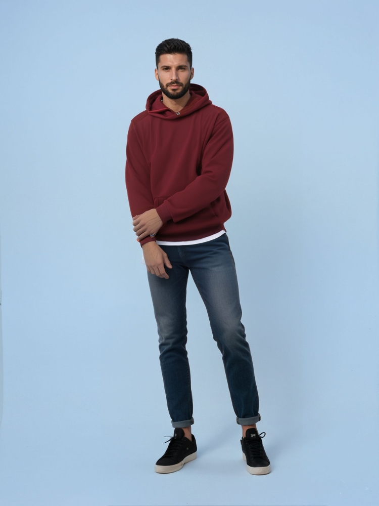 Sweat bordeaux homme style urbain – Image 2
