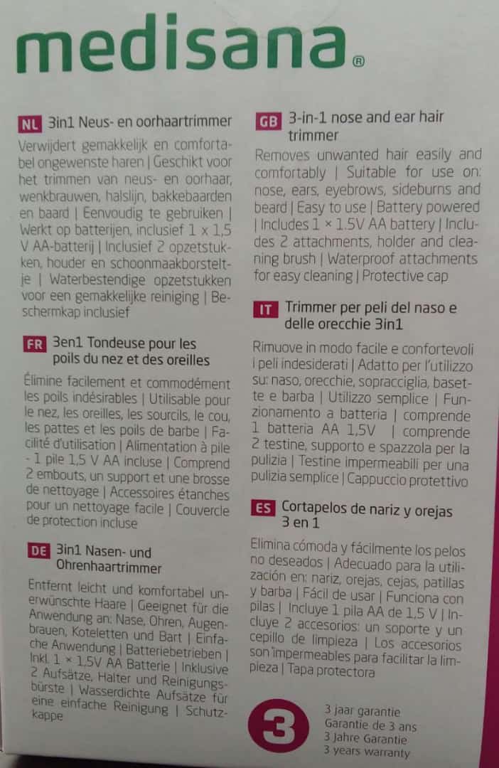 Medisana 3en1 Tondeuse pour les poils du nez et des oreiles – Image 2