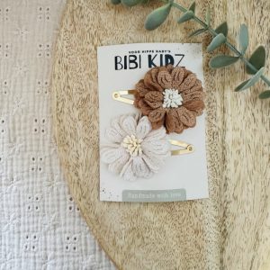 Barrettes grandes fleurs | Naturel – Bibi kidz