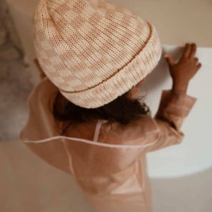 Bonnet enfant damier | Ivoire – Mrs Ertha