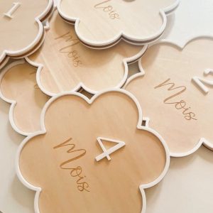 Cartes étapes bébé en bois | Fleurs – Bee Bohème
