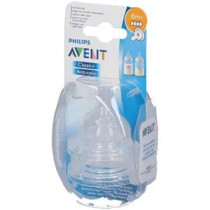 Philips Avent 2 tétines en silicone bouillie à fente naturelle